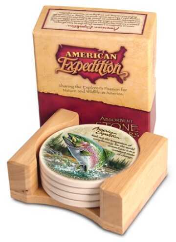 American Expedition Set Of 4 Stone Coaster - Trout