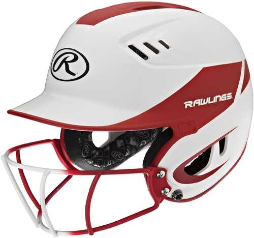 Rawlings Velo Junior 2-Tone Home Softball Helmet Mask-Red