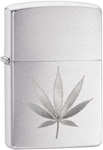 Zippo Chrome Marijuana Leaf Design Lighter