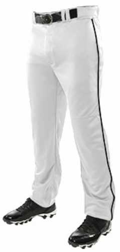 Champro Adult Triple Crown Opn Btm Pant w Piping Wht Blk MED