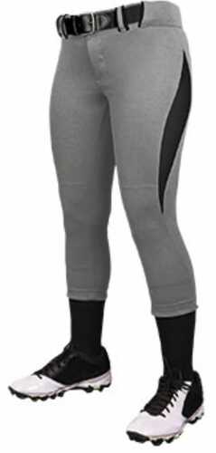 Champro Girls Surge 2 Color Softball Pant Grey Black LG