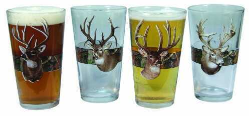Rivers Edge 4 Pack 16 Oz Camo/Deer Pint Beer Glass