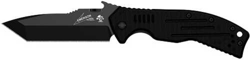 Kershaw Emerson CQC Folding Knife 8Cr13MOV/Black Oxide Coating Plain Tanto Point Wave/Dual Thumb Disc/Pocket Clip 3.5" B