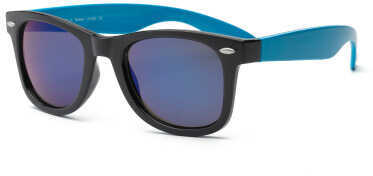 Real Kids Blk Frame/Neon Blue Temples Mirror Lens 10+
