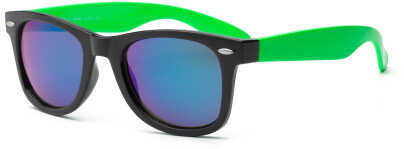 Real Kids Blk Frame/Neon Green Temples Mirror Lens 10+