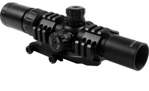 Aim Sports JTMR1 Recon Black 1.5-4X 30mm Tri-Illuminated (Red/Green/Blue) Mil-Dot Reticle Features Multi-Rail Cantilever