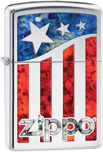 Zippo American Flag Pocket Lighter w/High Polish Chrome29095