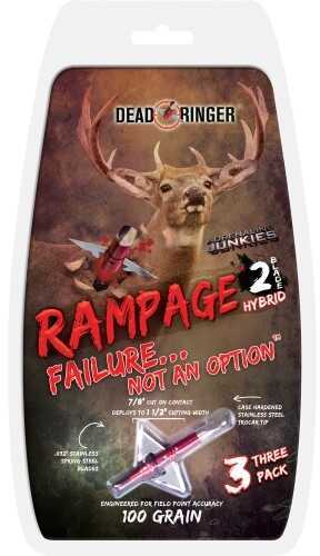 Dead Ringer Rampage Broadheads 100 Grains 2-Blade 1.5In. Cut 3Pk