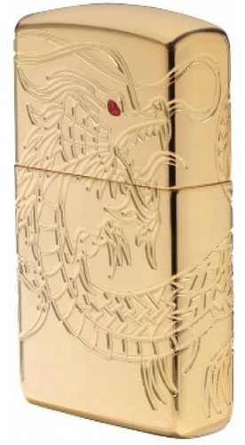Zippo Gold Plate with Epoxy Inlay Asian Dragon Lighter