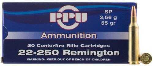 22-250 Rem 55 Grain Soft Point 20 Rounds Prvi Partizan Ammunition Remington