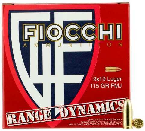 9mm Luger 115 Grain FMJ 200 Rounds Fiocchi Ammunition