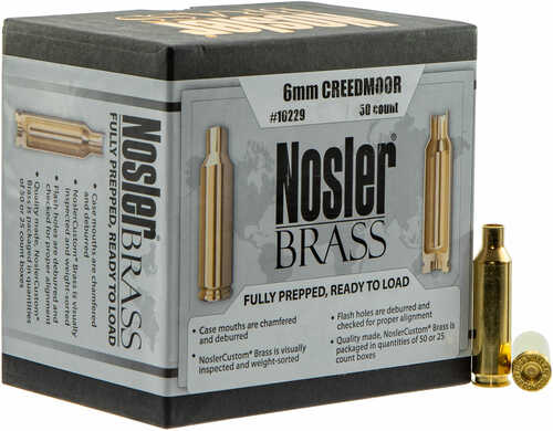 Nosler 10229 Unprimed Brass 6mm Creedmoor 50 Per Box