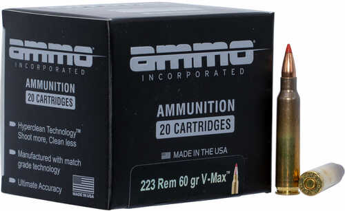 Ammo Inc 223060VMXA20 Hunt Long Range 223 Rem 60 Gr V-Max 20 Per Box/ 10 Case