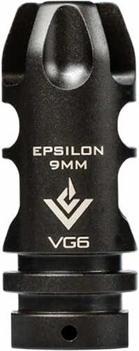 Aero Precision VG6 Epsilon 9mm Muzzle Brake AR-15 Compatible 1/2x28 Right Hand 17-4PH Stainless Steel Black Nitride Fin.
