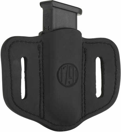 1791 Gunleather Double Stacked Polymer Magazine Single Pouch 1.2 OWB Ambidextrous Leather Black