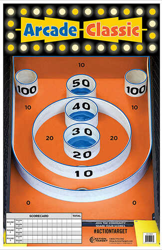 Action Target Inc Gs-SKEE-1000 Skee-Ball Hanging Paper 23" X 35" Arcade Game White/Blue/Orange/Black 100