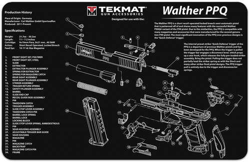 TekMat Walther PPQ Handgun Cleaning Mat 11"X17"X1/8"