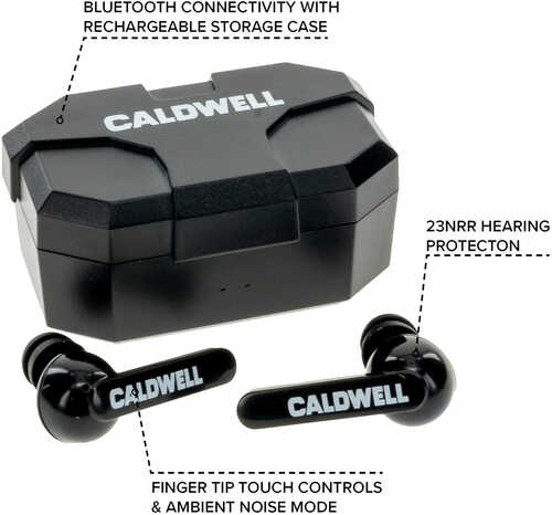 Caldwell E-Max Shadows 23 Db Bluetooth Wireless Earbuds Black