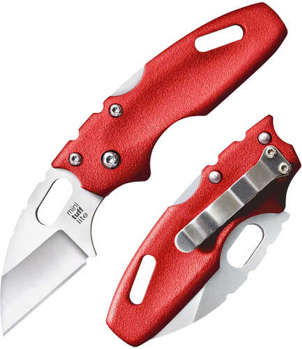Cold Steel Mini Tuff Lite 2" Folding Plain 4034 Stainless Blade Griv-Ex Red Handle