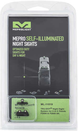 Meprolight USA 115193101 Tru-Dot Day/Night Tritium Sights HK P2000/P2000Sk Fixed Green Black Frame