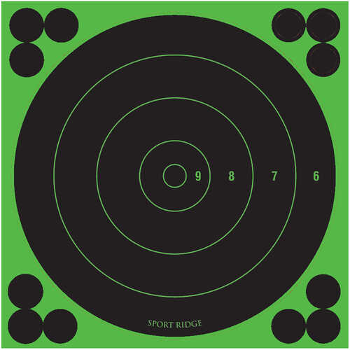Tacshield 03760 Sport Ridge Self-Adhesive Reactive Target Peel And Stick Adhesive Bullseye Black W/Green