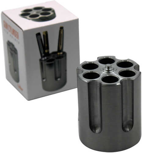 Caliber Gourmet Cylinder Pen Holder Black Aluminum 3.25" X 2.75" Pistol