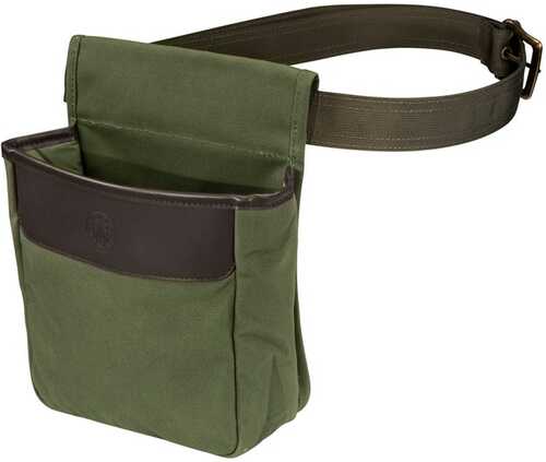 Beretta USA Bs961020610076 Waxwear Shell Pouch 50Rd Capacity Green Cotton With Leather Trim