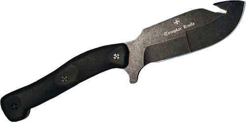 Templar Knife Hbk321 Reagan Field Dressing 4.60" Fixed Gut Hook Plain Powder Coated D2 Steel Blade/ 4.55" Black G10 Hand