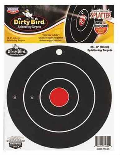 Birchwood Casey 35825 Dirty Bird Hanging Paper 8" Bullseye Black 25 Pack