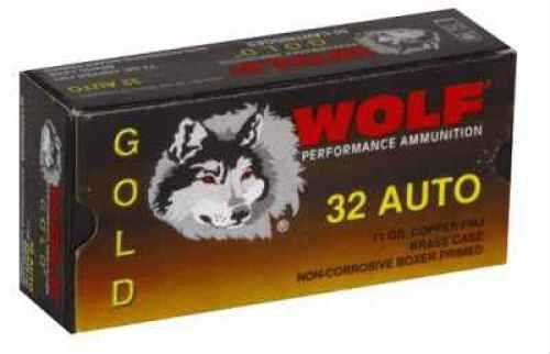 32 ACP 71 Grain Full Metal Jacket 50 Rounds Wolf Ammunition
