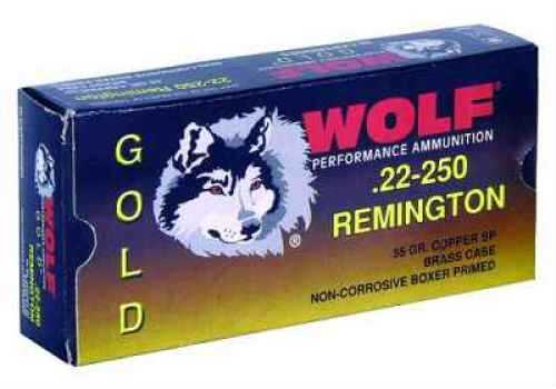 22-250 Rem 55 Grain Soft Point 20 Rounds Wolf Ammunition Remington