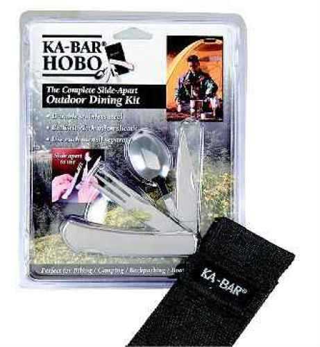 Ka-Bar 1301 HOBO 3-in-1 Utensil Kit SS 3" ClipPoint/Spoon/Fork w/Nylon Sheath