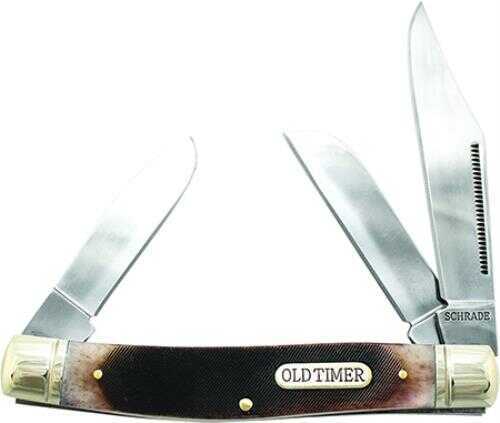 Old Timer 8OTB Schrade Stockman Bone 2.9" 440C Stainless Steel Clip Point/Sheepsfoot/Spey
