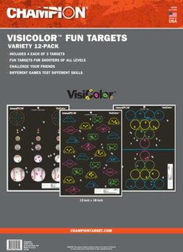 Champion Targets 45830 VisiColor Fun Games Paper 13" x 18" Aliens/Pong/Small Black 12