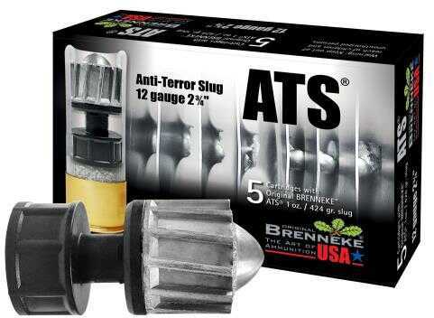 12 Gauge 2-3/4" Lead Slug  1-3/8 oz 5 Rounds Brenneke Shotgun Ammunition