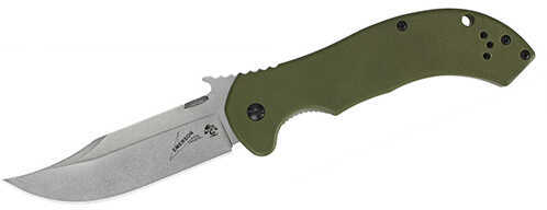 Kershaw EMERSON CQC Folding Knife 8Cr14MoV Stonewashed Plain Clip Point 3.5" G-10 front 410 Bead-Blast Back 6030