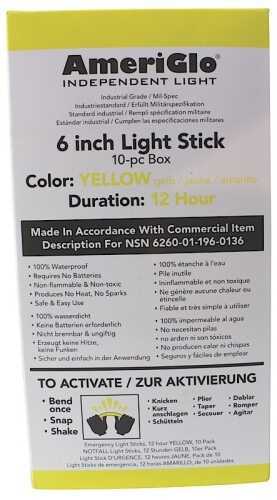 Ameriglo 612Hy100F 6" 12 Hour Yellow Light Stick 100/Pack