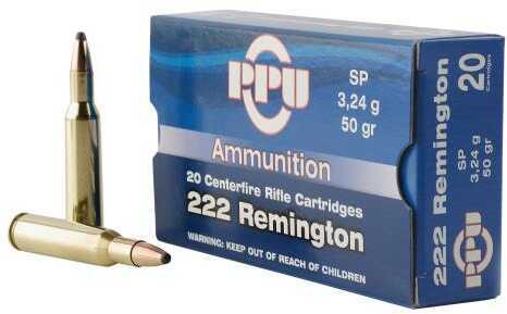 222 Rem 50 Grain Soft Point 20 Rounds Prvi Partizan Ammunition 222 Remington