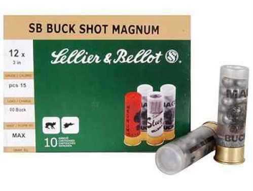 12 Gauge 3" Lead 00 Buck  15 Pellets 10 Rounds Sellier & Bello Shotgun Ammunition
