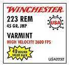 223 Rem 45 Grain Hollow Point 40 Rounds Winchester Ammunition 223 Remington