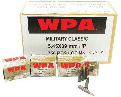 5.45X39mm 55 Grain Hollow Point 750 Rounds Wolf Ammunition