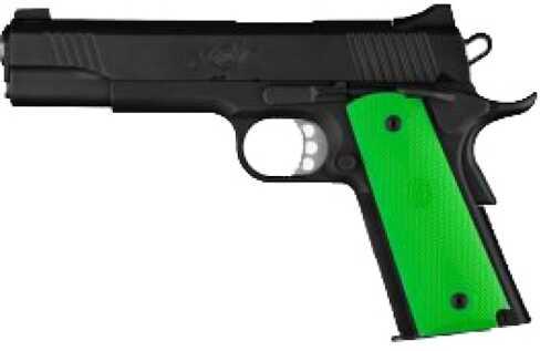 Hogue 45015 1911 Government Model Rubber Grip Panels Checkered W/Dia Zombie Grn
