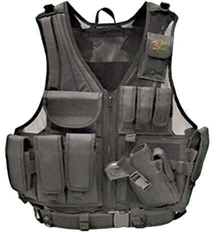 Galati Gear GLV547Bl Deluxe Tactical Vest Husky Size Nylon Black