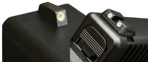 Hiviz GLN129 Tritium Nitesight Set Fits Glock 10mm/45ACP/45GAP Tritium/Paint Green w/White Outline Front & Rear Black