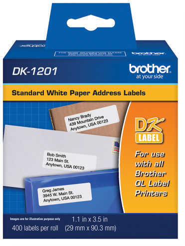 Brother Labels Standard White 1.1" X 3 5" Roll Of 400 DK1201