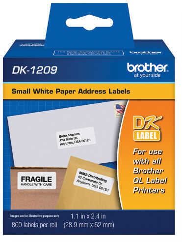 Brother Labels Small White 1.1" X 2.4" Roll Of 800 DK1209