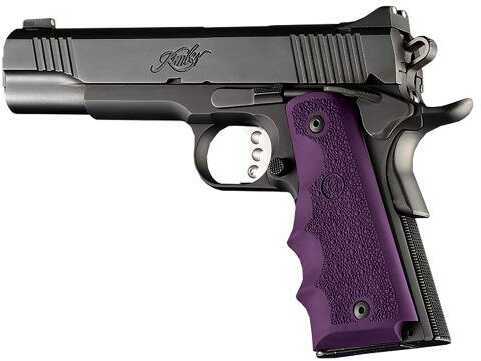 Hogue 45006 Rubber Grip with Finger Grooves 1911 Government Textured Purple                                             
