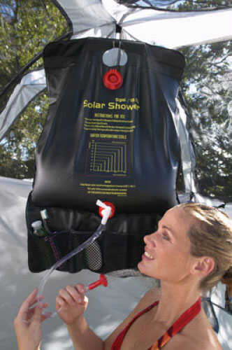 Tex Sport Camp Shower Large 5 Gal Capacity - Black Polyethylene attracts Warmth From The Sun Flexible Hose Fo