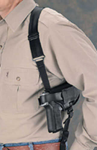 Uncle Mike's Horizontal Shoulder Holster Size 15 Fits Medium Auto With 3.75" Barrel Ambidextrous Black 8715-0