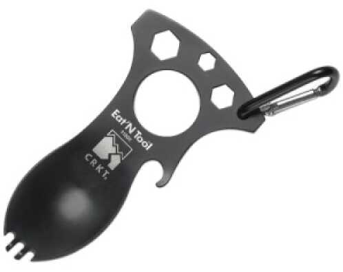 Eat N-Tool Black Teflon 4" Length - 3Cr13 Handle Bottle Cap Opener Spoon Fork Screwdriver/Pry Tip Metric wrenches